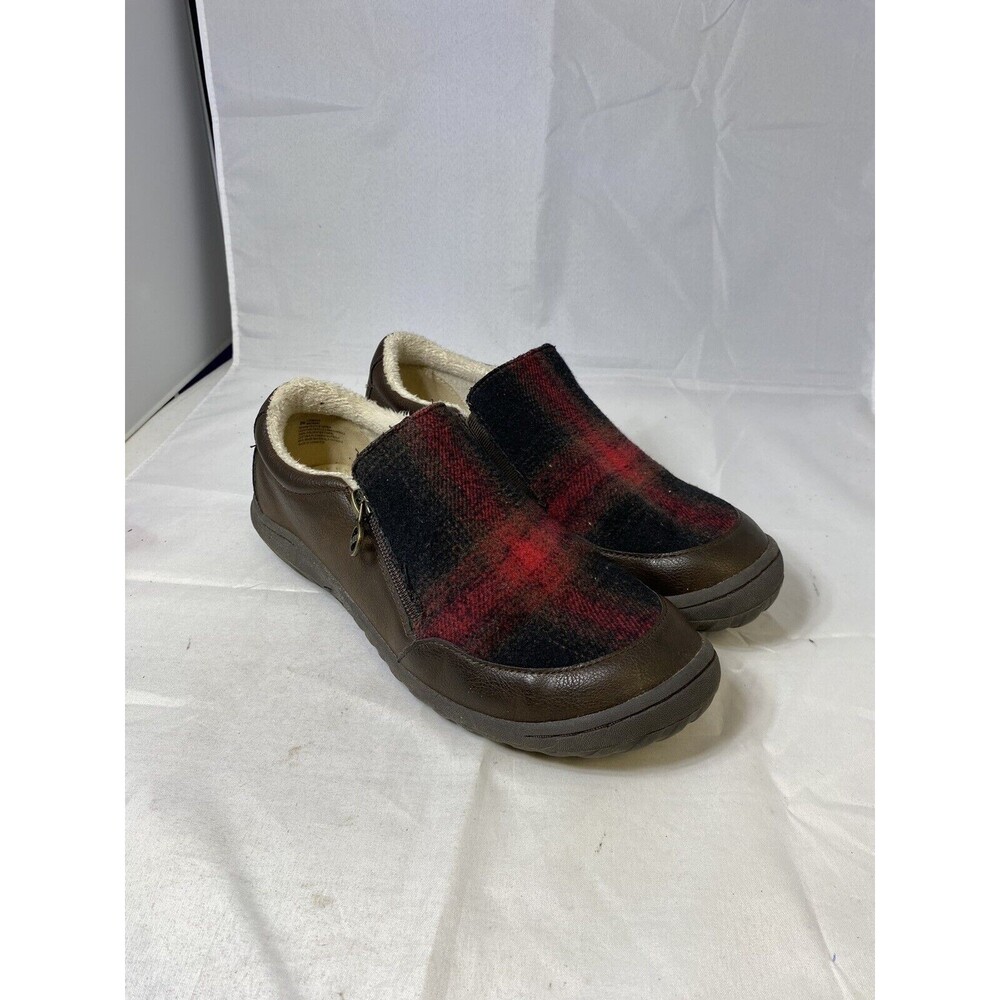 Jbu Women's Shoes With Side Zippers And Plaid Fronts And Leather Lowers